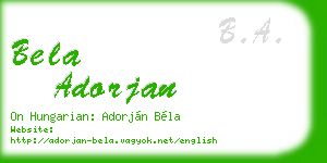 bela adorjan business card
