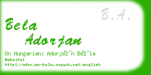 bela adorjan business card